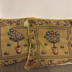 Pair of vintage tapestry cushion covers