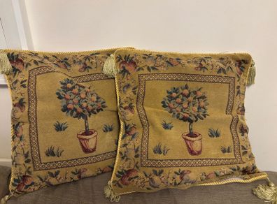 Pair of vintage tapestry cushion covers
