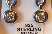 Rhodium Plated Sterling Silver Moissanite Drop Earrings