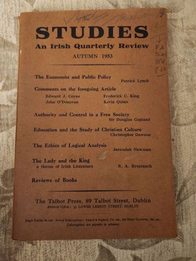 Studies. An Irish Quarterly Review Autumn 1953. Published By Talbot Press.  Paperback In Good Condition.