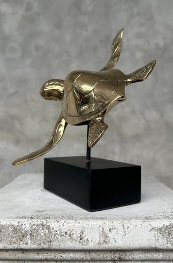 Turtle - Polished Bronze, Metal Stand