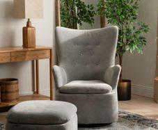 Nelson Light Grey Velvet Armchair Rocker Swivel