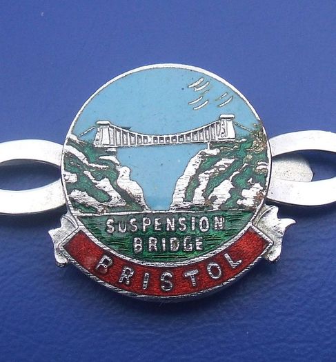 BRISTOL (Clifton Suspension Bridge) - souvenir enamelled money-clip (1960's). Lovely condition & in working order.