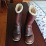 Tall brown leather Ugg boots Image 3