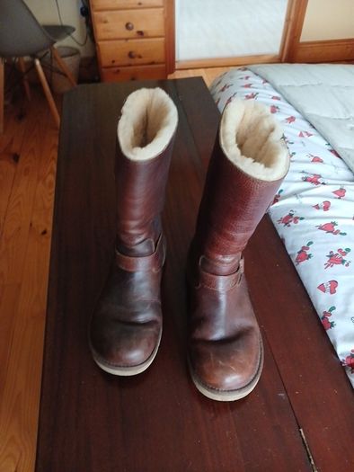 Tall brown leather Ugg boots