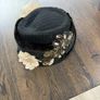 Ladies black/grey pin stripped hat Image 3
