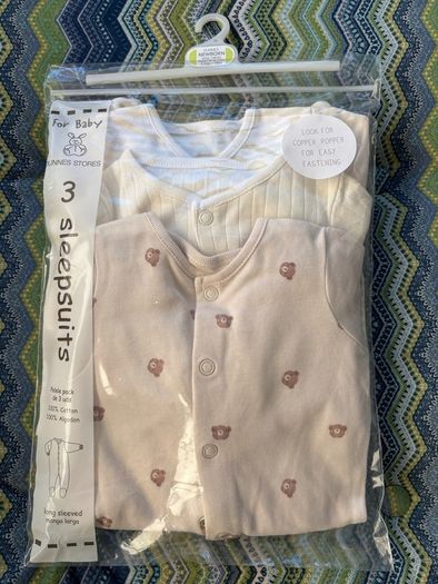 Baby Sleepsuit pack of 3 (newborn, Dunnes)