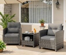 3-Piece Rattan Garden Furniture Set for 2 People