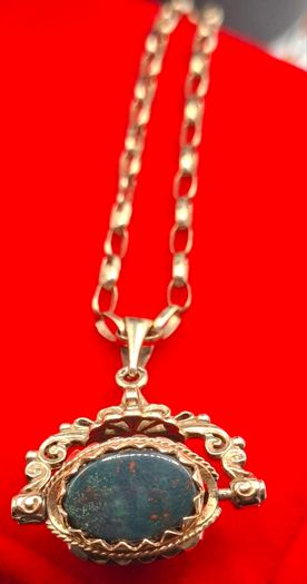 9ct yellow gold spinning fob necklace