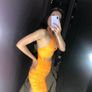 Mini Dress With Halter - Orange Image 6