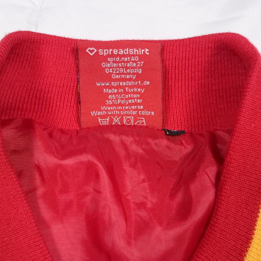 Spreadshirt Cheez It Red Yellow Varsity Bomber Jacket Size M