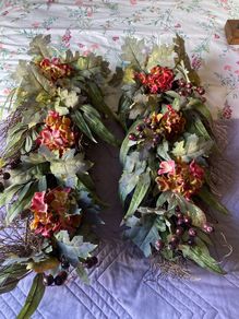 Hanging garland pair green pink purple