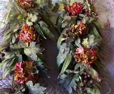 Hanging garland pair green pink purple