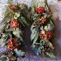 Hanging garland pair green pink purple