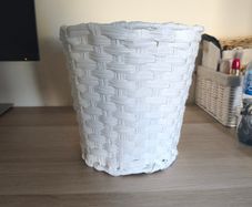 White Woven Waste Basket / Storage Basket