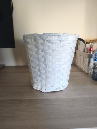 White Woven Waste Basket / Storage Basket