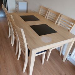 Kitchen table & 6 leather chairs
