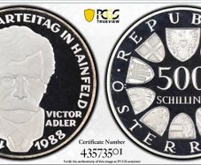 Austria Vienna 1988 Silver Proof 50 Schilling Victor Adler PCGS PR68DCAM