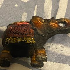 Vintage gem mounted wooden elephant statue