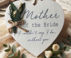 "Mother of the Bride - I couldn't say I do, without you." Heart Plaque