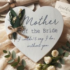 "Mother of the Bride - I couldn't say I do, without you." Heart Plaque