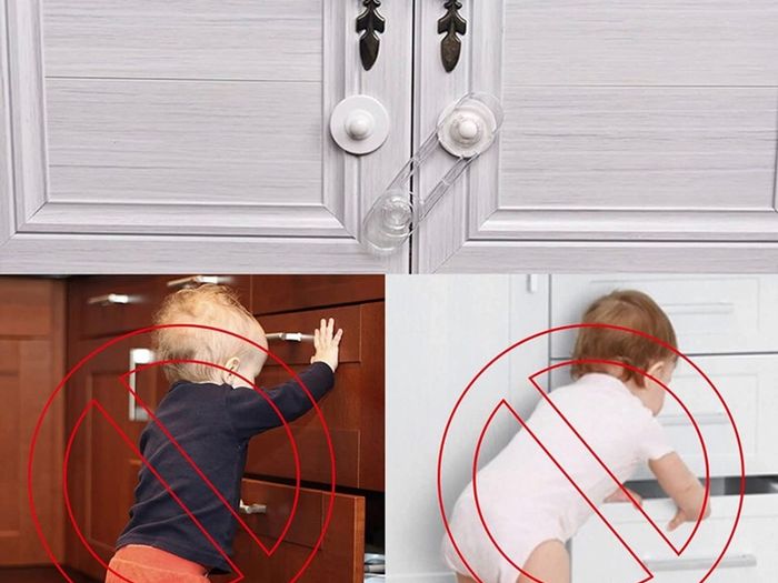 8 Pcs Transparent Child Safety Cupboard Door Lock, Adjustable Baby Safety Strap Locks with Premium Adhesive No Drilling, Proofing Cabinet Locks for Cabinets, Drawer, Closet, Fridge (8 Pieces)