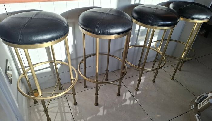 Set of 4 gold plated kitchen bar stools