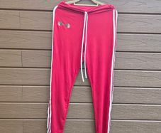 Slim Fit cottonTrack Pants with White Side Stripes, size L