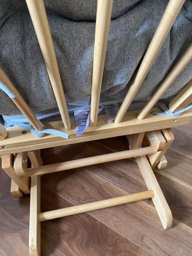 Babylo Brompton Glider & Footstool Grey suedette/Natural wood