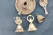 Old brass bells &amp; candle holder &amp; tea strainer