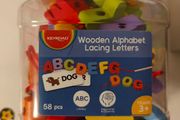 Wooden Alphabet lacing letters toys