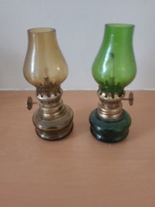 2 x vintage mini kerosene lamps