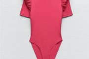 ZARA Red Ribbed Bodysuit Size S / EUR 36