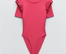 ZARA Red Ribbed Bodysuit Size S / EUR 36