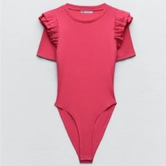 ZARA Red Ribbed Bodysuit Size S / EUR 36