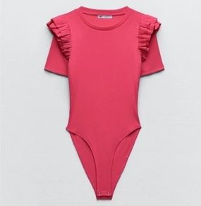 ZARA Red Ribbed Bodysuit Size S / EUR 36