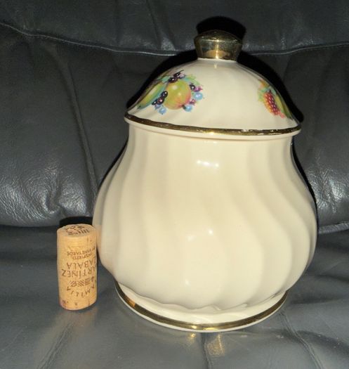 KH Pottery Staffordshire SUGAR Canister Fruit Design .
