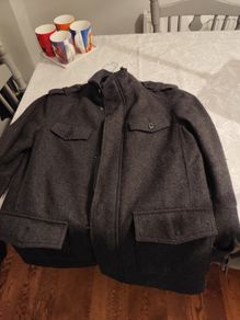 Mens wool mix jacket,FandF, very little wear in absolutely perfect condition, it's a size small, so probably a size 38, charcoal colour.