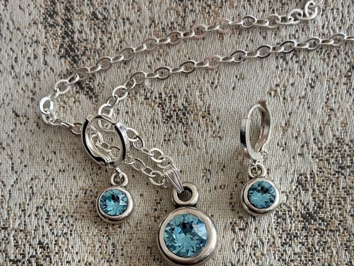 Silver Plated Aquamarine Swarovski Crystal Set