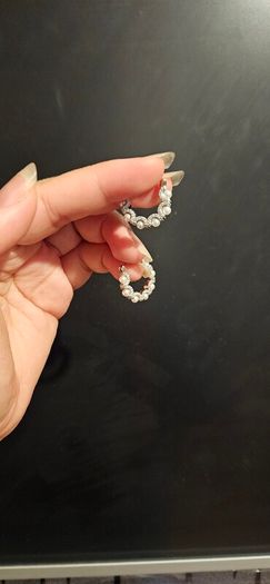 Sumiyaki Pearl and Diamante Hoop Earring