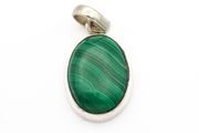 Vintage 925 Sterling Silver &amp; Malachite Pendant
