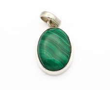 Vintage 925 Sterling Silver & Malachite Pendant