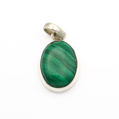 Vintage 925 Sterling Silver & Malachite Pendant