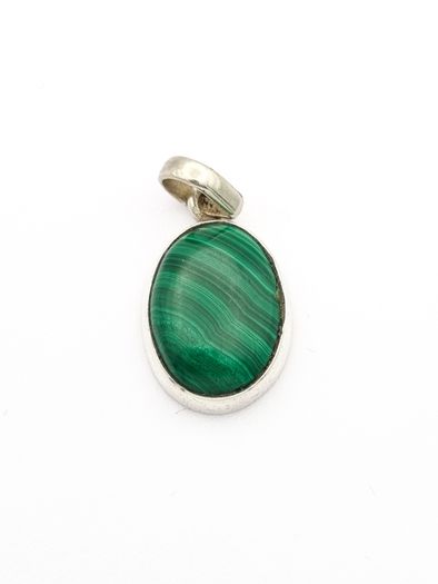 Vintage 925 Sterling Silver & Malachite Pendant