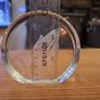 Vintage Glass Paperweight Etched Praying Hands Image 4