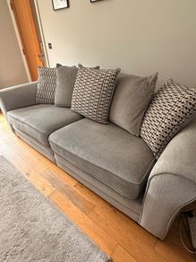 Grey 4 seater sofa & armchair