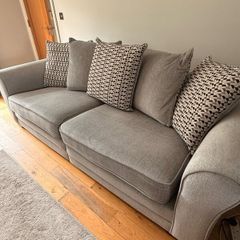 Grey 4 seater sofa & armchair