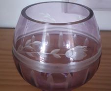 POT - Etched Lavender Glass Pot