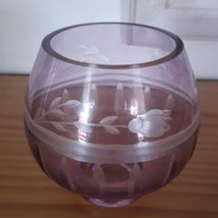 POT - Etched Lavender Glass Pot