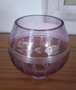 POT - Etched Lavender Glass Pot